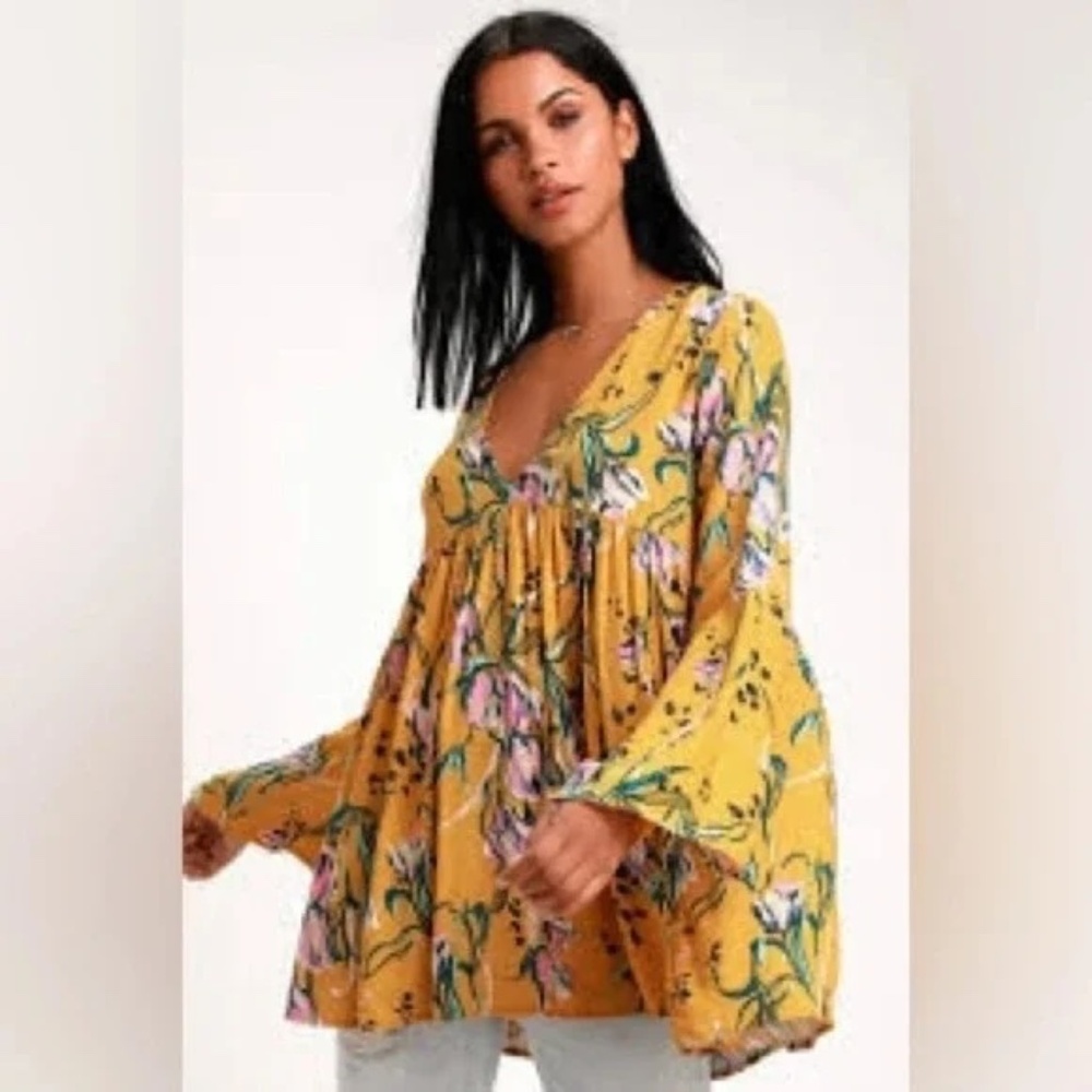 Flora Bella Tunic Top in Golden Yellow - Size S